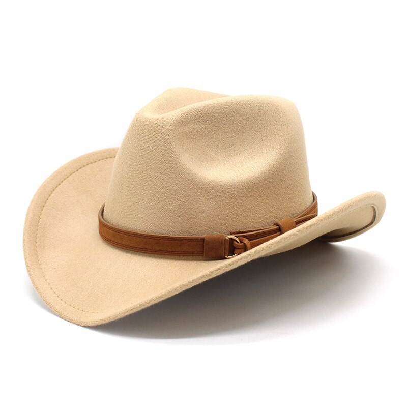 thumbnail image 2 of Western Cowboy Hat For Men & Women - Wide Brim Felt Fedora With Adjustable Strap, Classic Flat Top 2 of 13