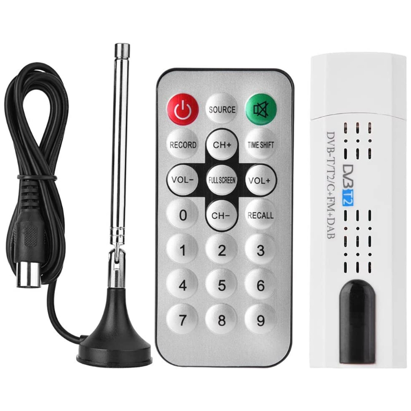 Cyfrowy Tuner satelitarny DVB T2 TV Stick USB z anteną zdalną H D USB odbiornik TV DVB-T2/DVB-T/DVB-C/FM/DAB TV Stick USB. 