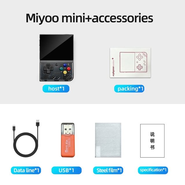 MIYOO Mini Plus Portable Retro Handheld Game Console V2 Mini+ 3.5 Inch -Option -black-64GB-Option -black-64GB