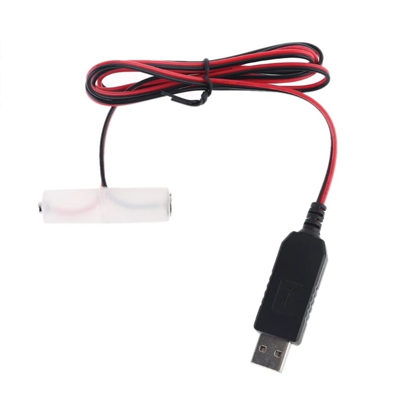 AA Dummy-Batteries Adapter Detachable USB Power Supply Cable Cord Replacement 1 to 4pcs AA Battery for LED Toy Remotes. 