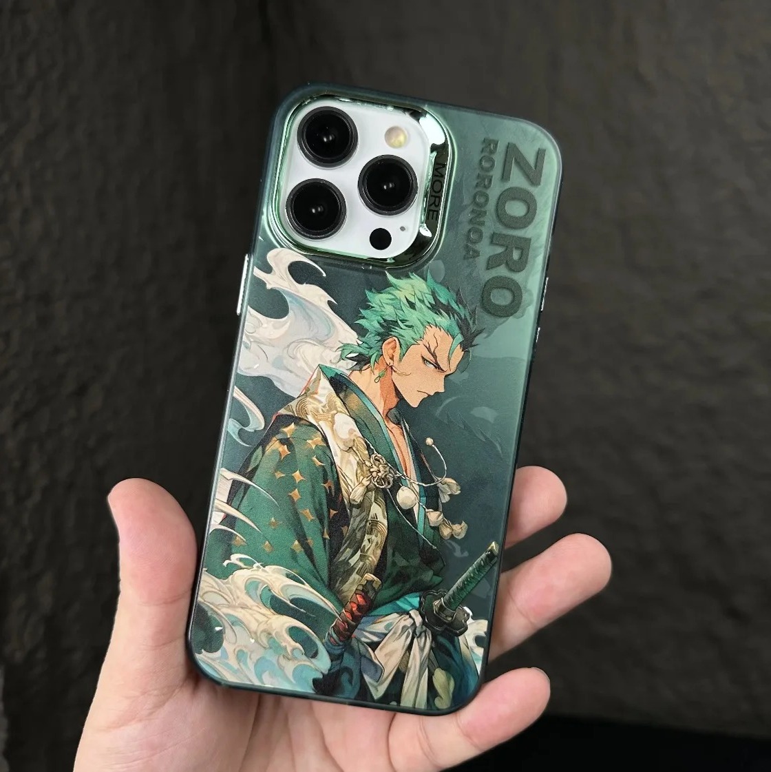 For iPhone 11 Pro Zoro Cartoon anime Electroplated Aurora Hard Silicone protective case Phone Back Cover