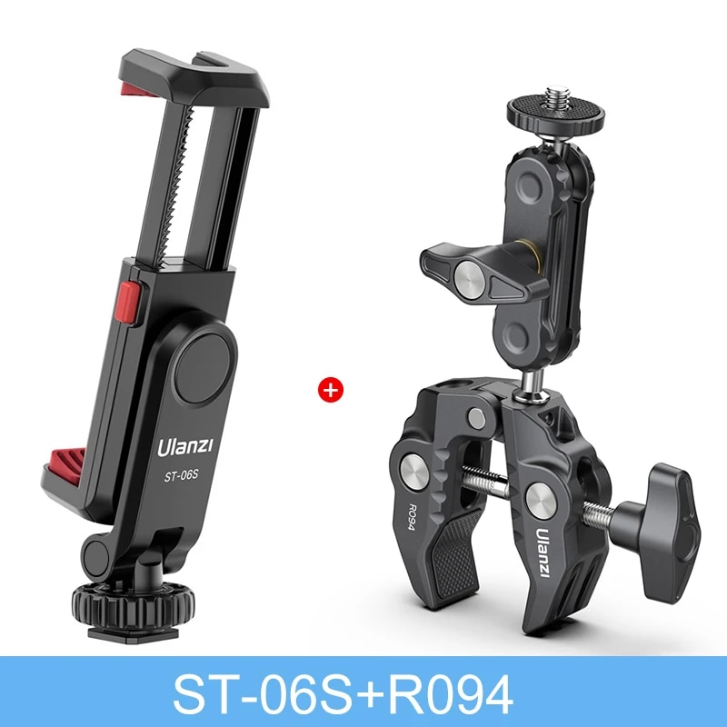 Ulanzi ST-06S Vertical Phone Mount Holder DSLR Camera Monitor Mount Tripod Mount Clamp for Smartphone Vlog. 