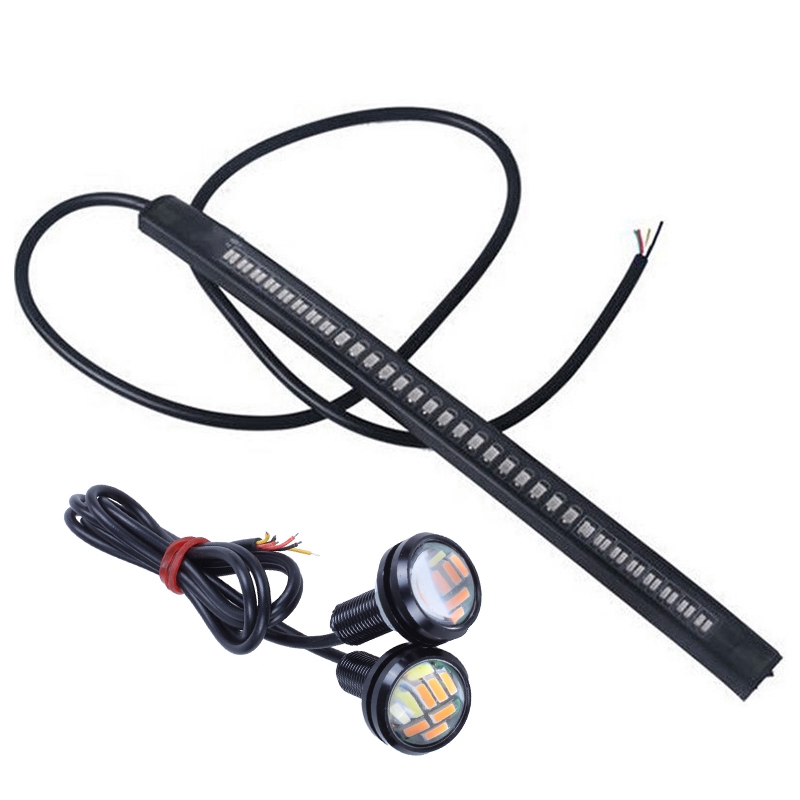 3 Pcs 48SMD & 12SMD Motorcycle Brake Lights Turn Lights Led Lights Waterproof Casing Motorcycle License Taillight 2pcs 23Mm & 1pcs 2M