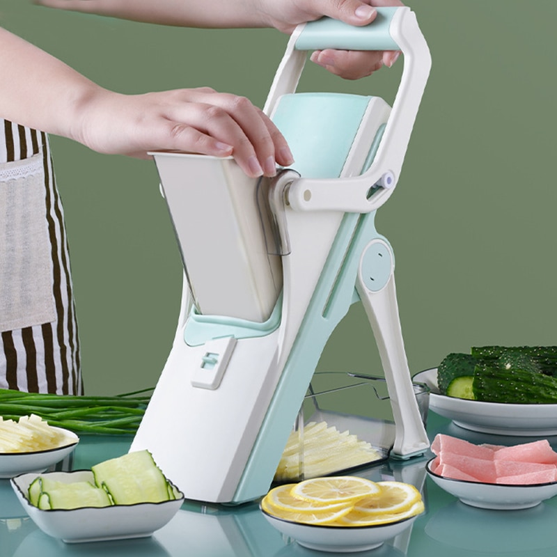 5 in 1 Vegetable Cutter Mandoline Slicer Manual Food Chopper Fruit Potato Cucumber Carrot Meat Slicer Shredder Ninja Safe Slice-Food Shredder. 