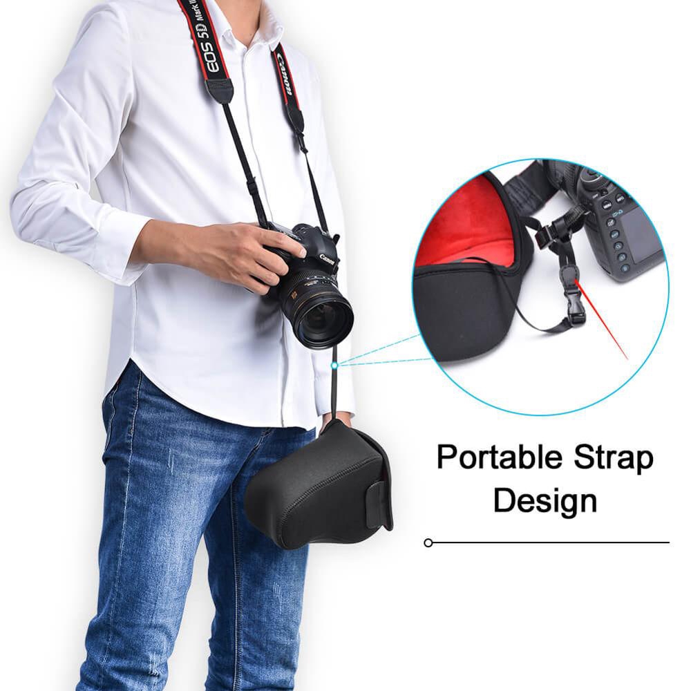 NEW- CADeN H6 Shockproof Waterproof Camera Liner Neoprene Bag Case, Size: 17 x 10.5 x 22cm (Black Red). 