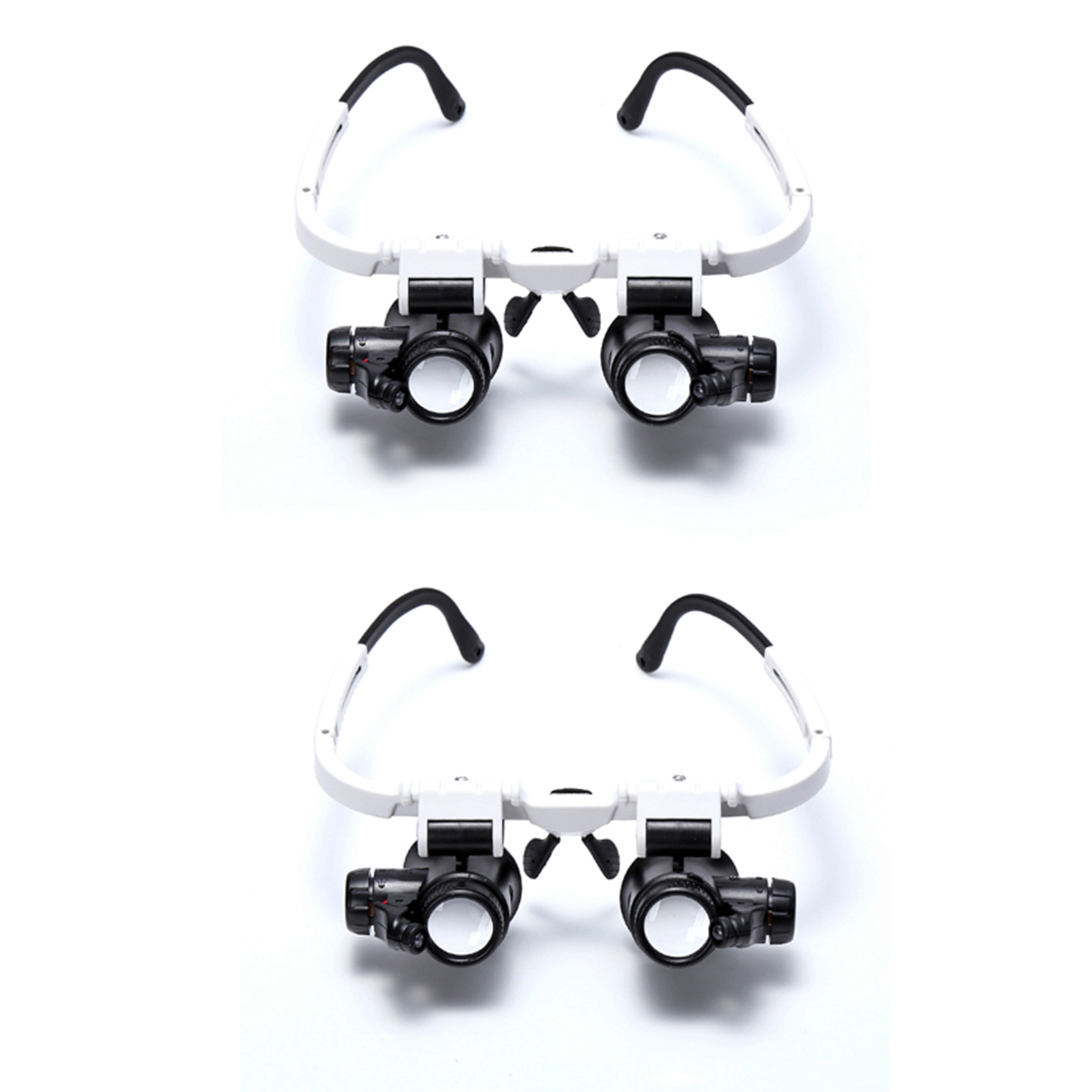2pcs 8X 15X 23X Double Eye Loupe Wearing Repair Jeweler Watch Clock Magnifier Illuminated Magnifying Glass