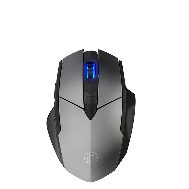 Inphic PM6 6 Keys 1000/1200/1600 DPI Home Gaming Wireless Mechanical Mouse, Colour: Gray Wireless+Bluetooth 4.0+Bluetooth 5.0. 