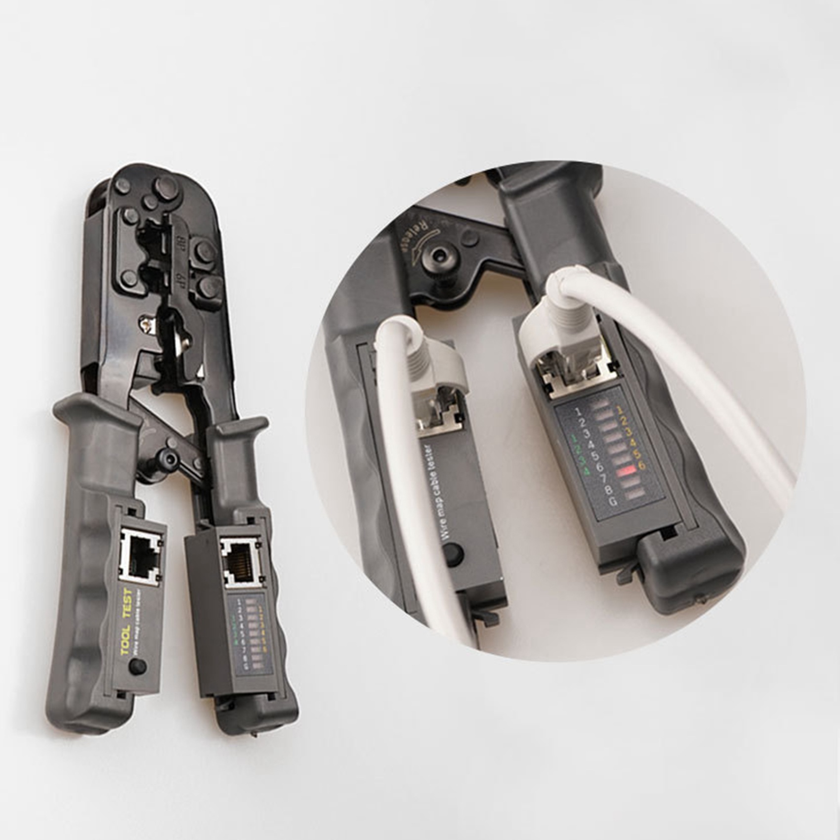 RJ45 Network Cable Crimper Cable Tester Ratchet Tool 8P 6P 4P Tester for RJ45/RJ12/RJ11 Tester Stripper. 