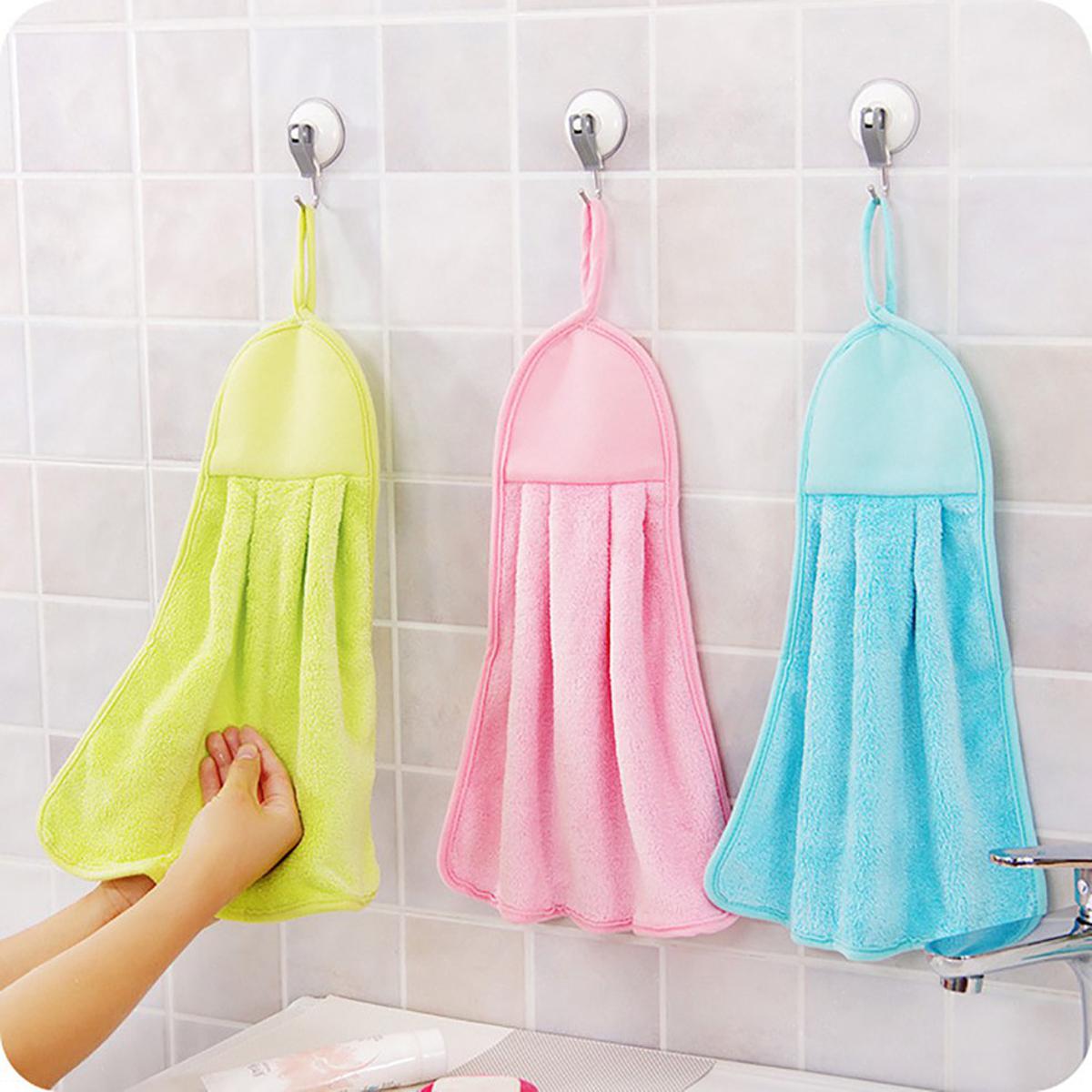 Hanging Coral Velvet Towel Cleaning Drying Wipe Water Towels Water Absorption - pink