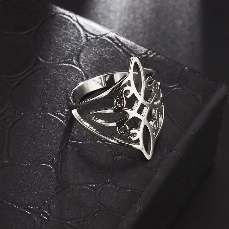 Witchcraft Witch Knot Ring Stainless Steel Pagan Witchcraft Symbols Magic Knot Ring Women Celtic Knot Amulet Ring