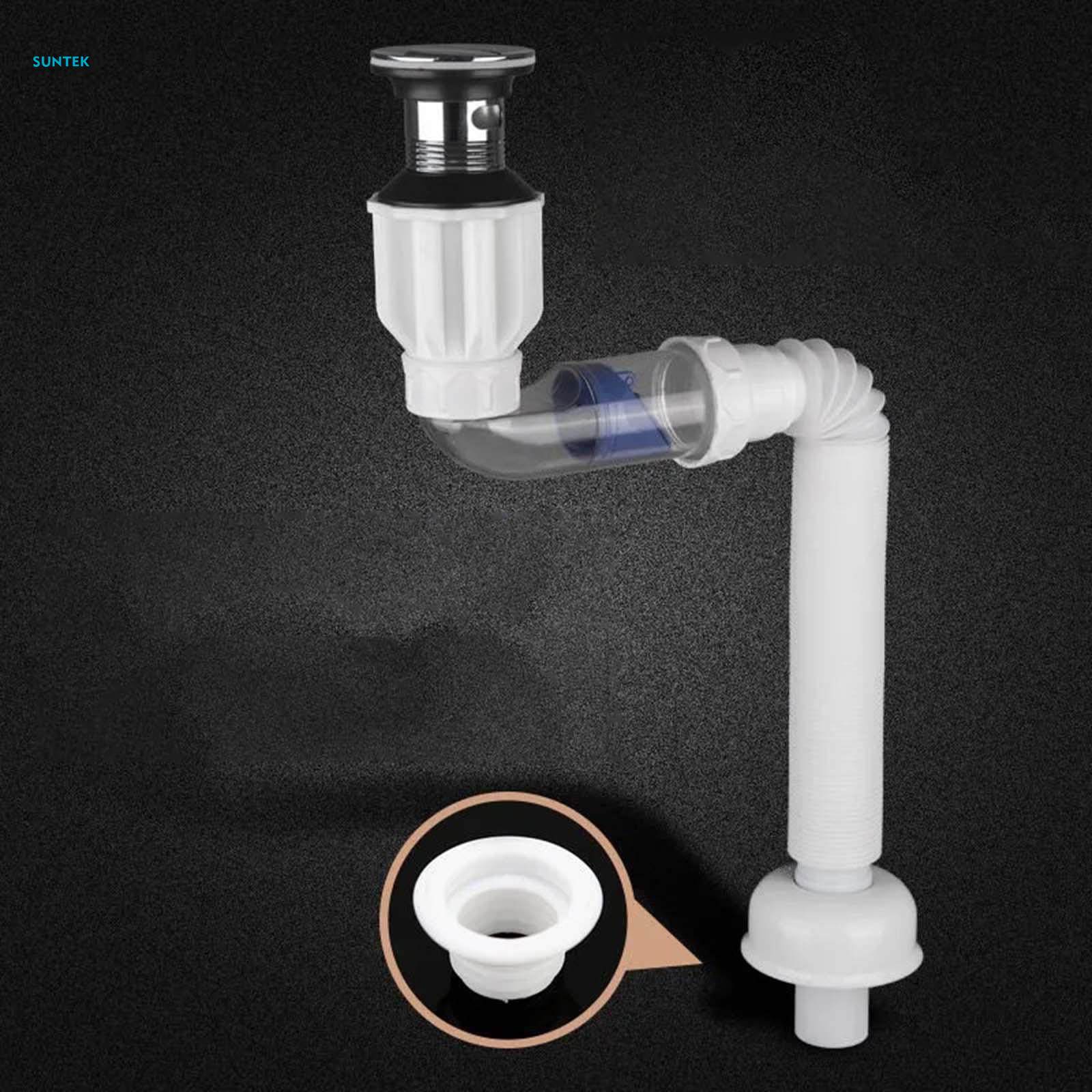 Wash Basin Sink Drain Pipe Easy to Install Flexible Expandable Multifunction Drainage Tube Corrugated Curved Pipe Restroom. 
