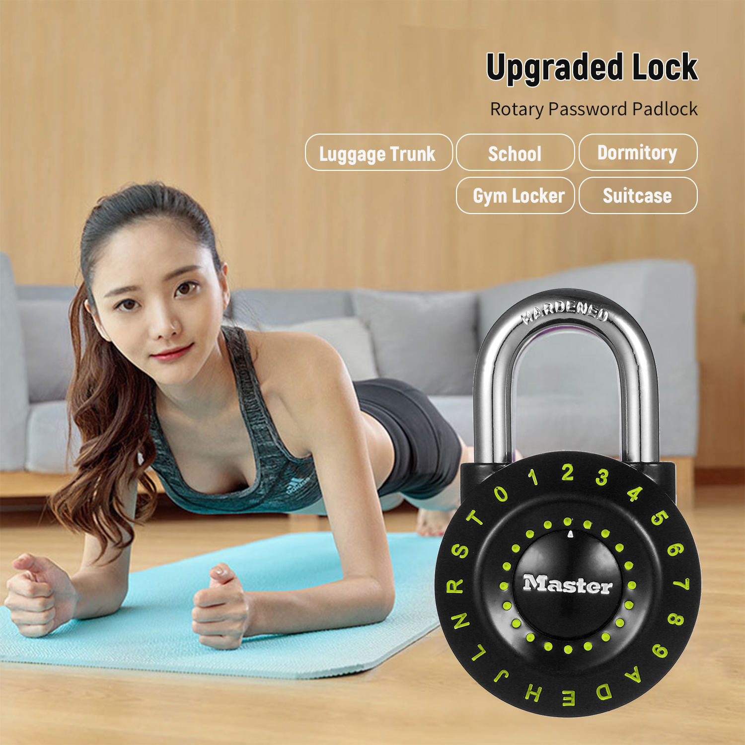 KOGEEK Master Lock Rotary Password Padlock Combination Lock Gym Locker Lock Dormitory Suitcase Luggage Trunk Padlock Purple 1590D. 
