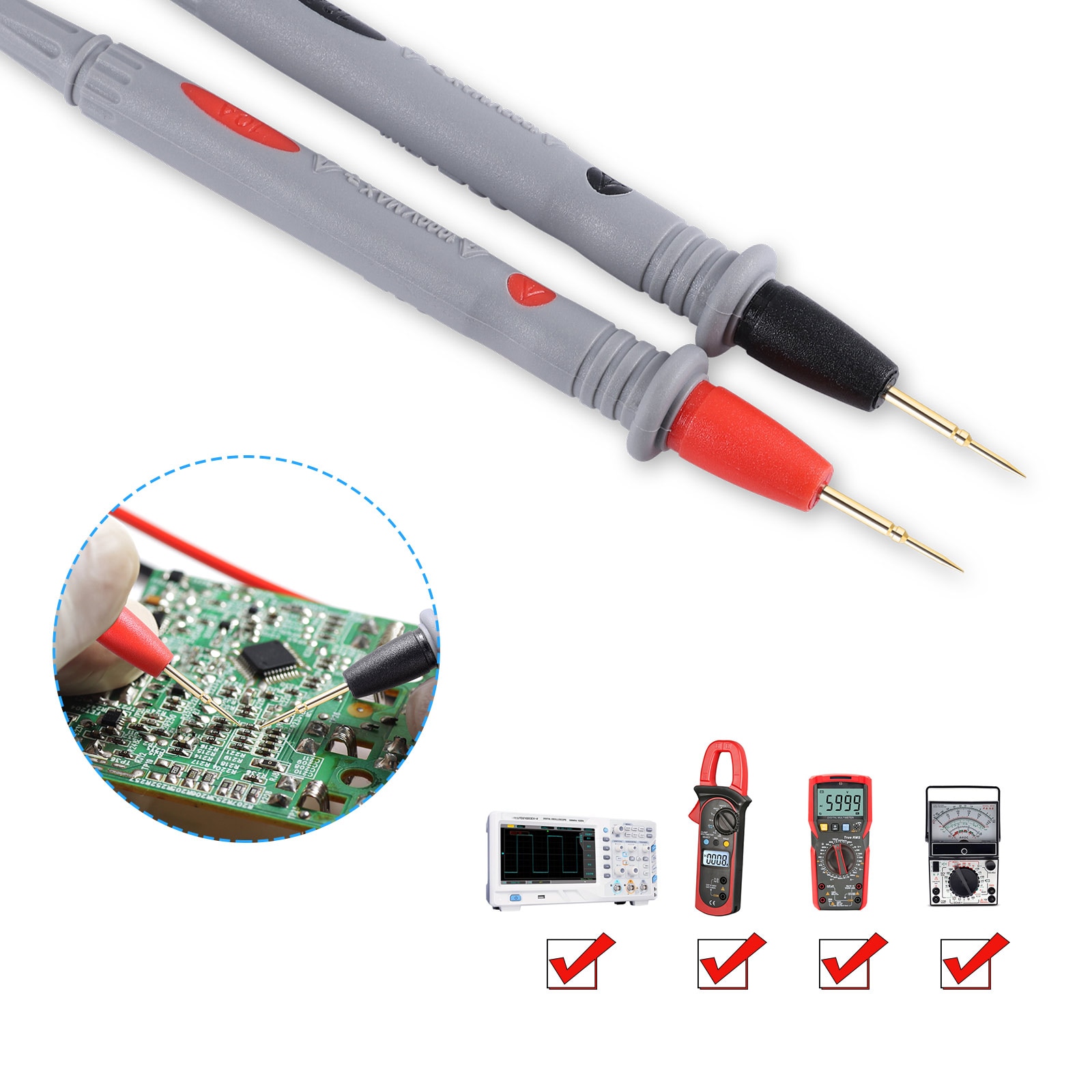 1 Pair Universal Probe Test Leads Pin for Digital Multimeter Needle Tip Meter Multi Meter Tester Lead Probe Wire Pen Cable. 