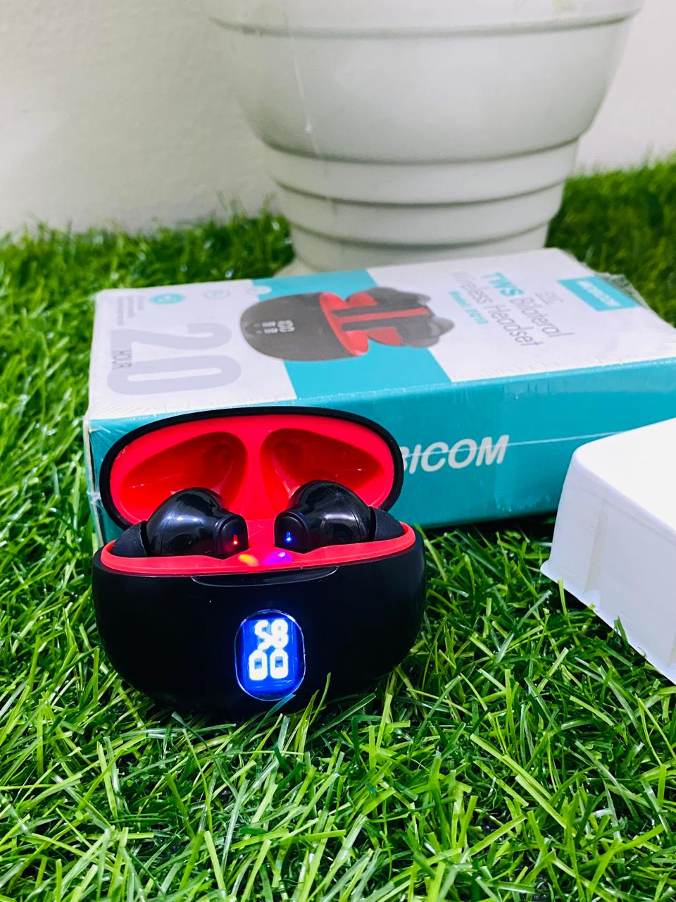 Mobicom EQ10 wireless bluetooth -TWS Earbuds with ENC Bluetooth Feature airbuds 20 hours Backup Black Headset By Adverb. 
