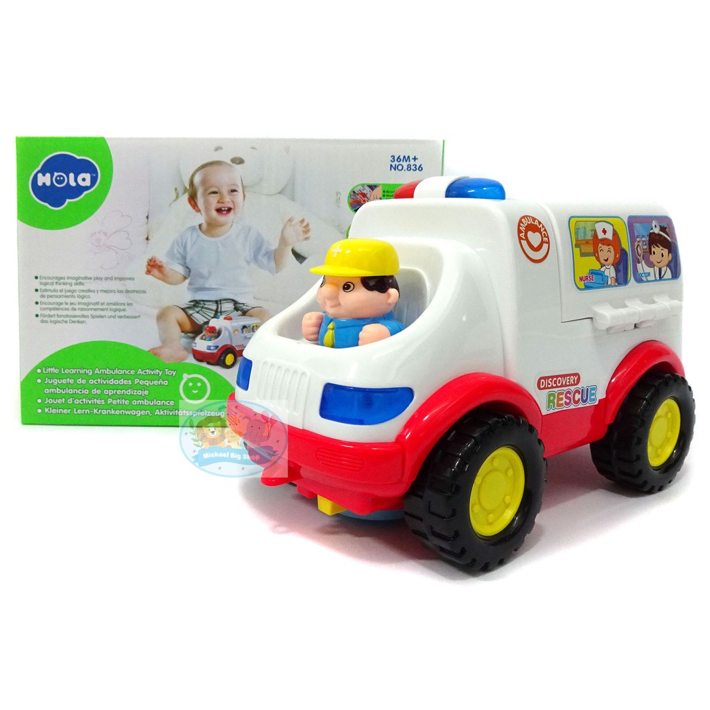 HOLA 836 ambulance car toy with music and lights toddler toddler 13-24 months 2-in-1 pretend doctor set toy set for boys. 