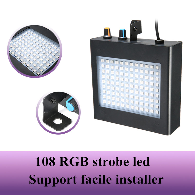 Durable SOLMORE 25W 108 RGB LED Strobe Lights Auto Sound Activated DJ Party Lights Adjustable Flash Speed Control with Remote Control for Stage Lighting Wedding Show Club Pub Parties. 