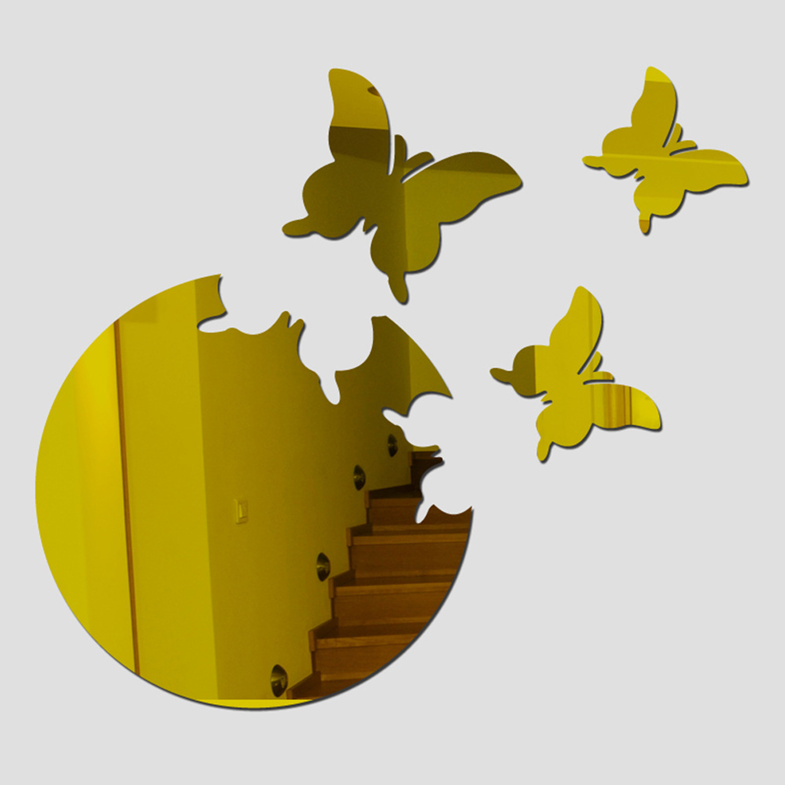4Pcs/Set Wall Sticker Fade-resistant Strong Adhesive Acrylic 3D Butterfly Shaped Mirror Sticker for Home. 