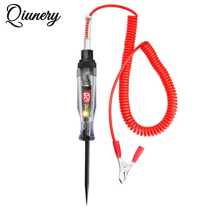 Qiunery Car Voltage Test Pen, 6V/12V/24V Auto Electric Tester With Steel Probe, Clip, Fault Testing Tool, 6.8" Pen Length Voltage Continuity Test For Most Cars