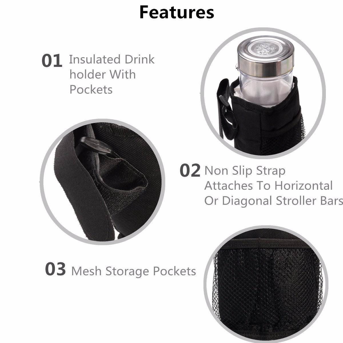 Umbrella Stroller Car Special Waterproof Bags Mug Cup Holder Water Bottle Holder Waterproof 9x14cm -. 