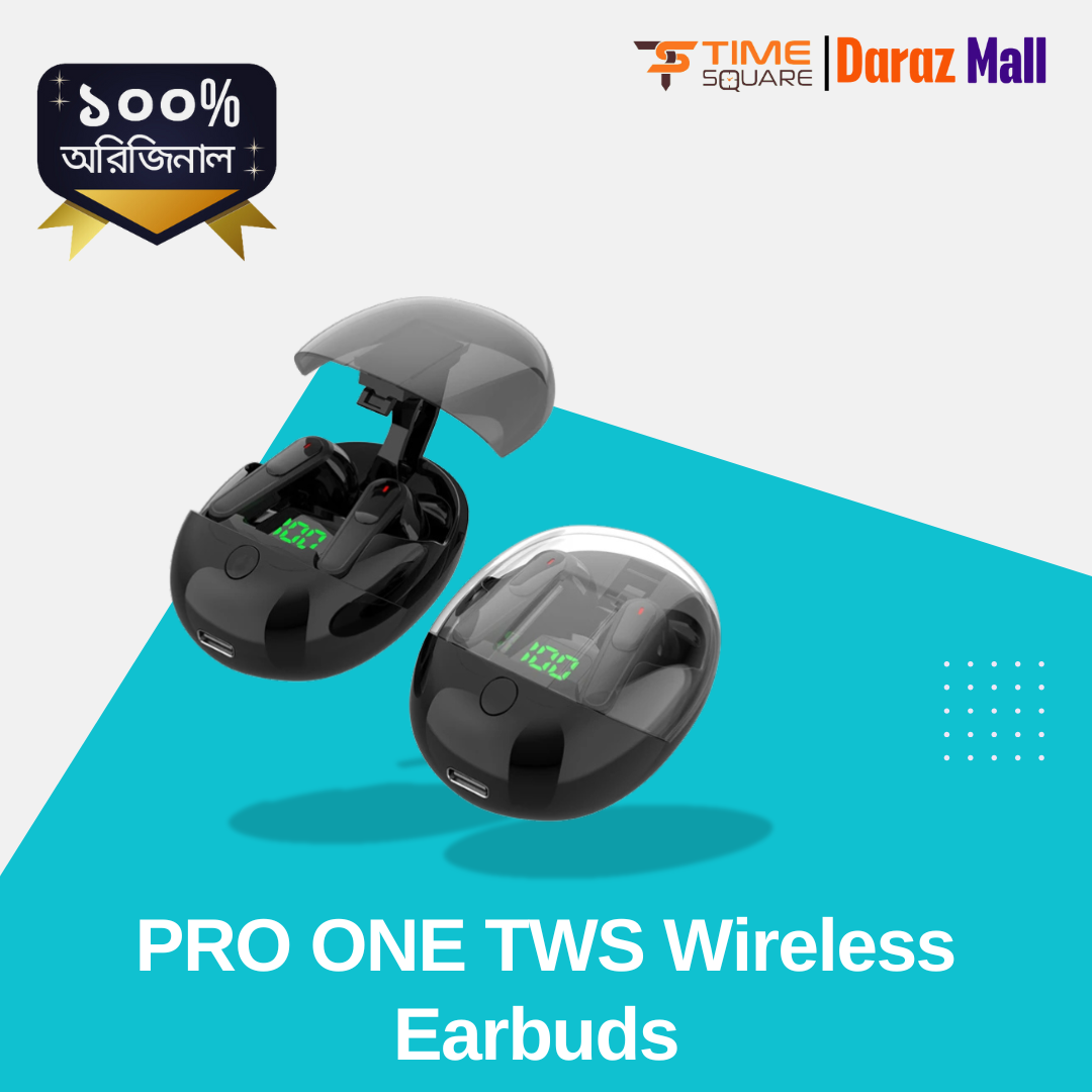 PRO ONE TWS Bluetooth 5.3 Wireless Earbuds Stereo Sound Earphones Led Power Display Gaming Headsets Noise Cancelling Headphones with Charging Case-Time Square