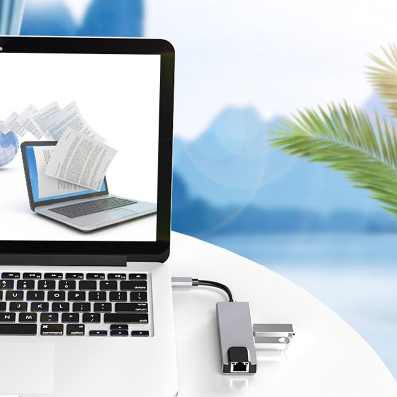【VisioN Shop】Y5JF USB-C Multiport Adapter with 4K HHDMI-compatible Hub Ethernet 3.0. 