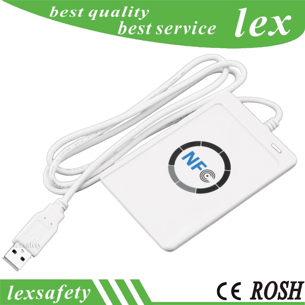 1 Set USB ACR122U NFC Card Reader 13.56mhz contactless IC NFC Reader Writable Clone rfid writer for ISO14443 Protocol. 