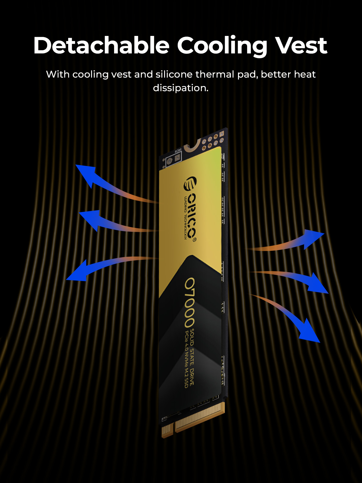 ORICO O7000 New PCIe4.0 M.2 NVMe SSD Internal Solid State Drive M.2 M Key 2280mm SSD w/ Cooling Vest Design for Content Creators. 
