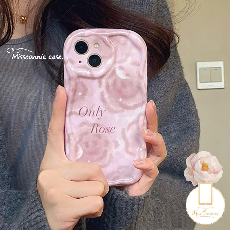 MissConnie For Oppo A16 A96 A95 A77S A15s A1K A5 A77 A9 A12 A57 A16k A7 A15 A17 A53 A3s A5s A17K A52 A31 A76 A16s A55 A74 A54 Fresh Flower Soft Tpu 3D Wavy Curved Edge Glossy Rose Floral Case. 