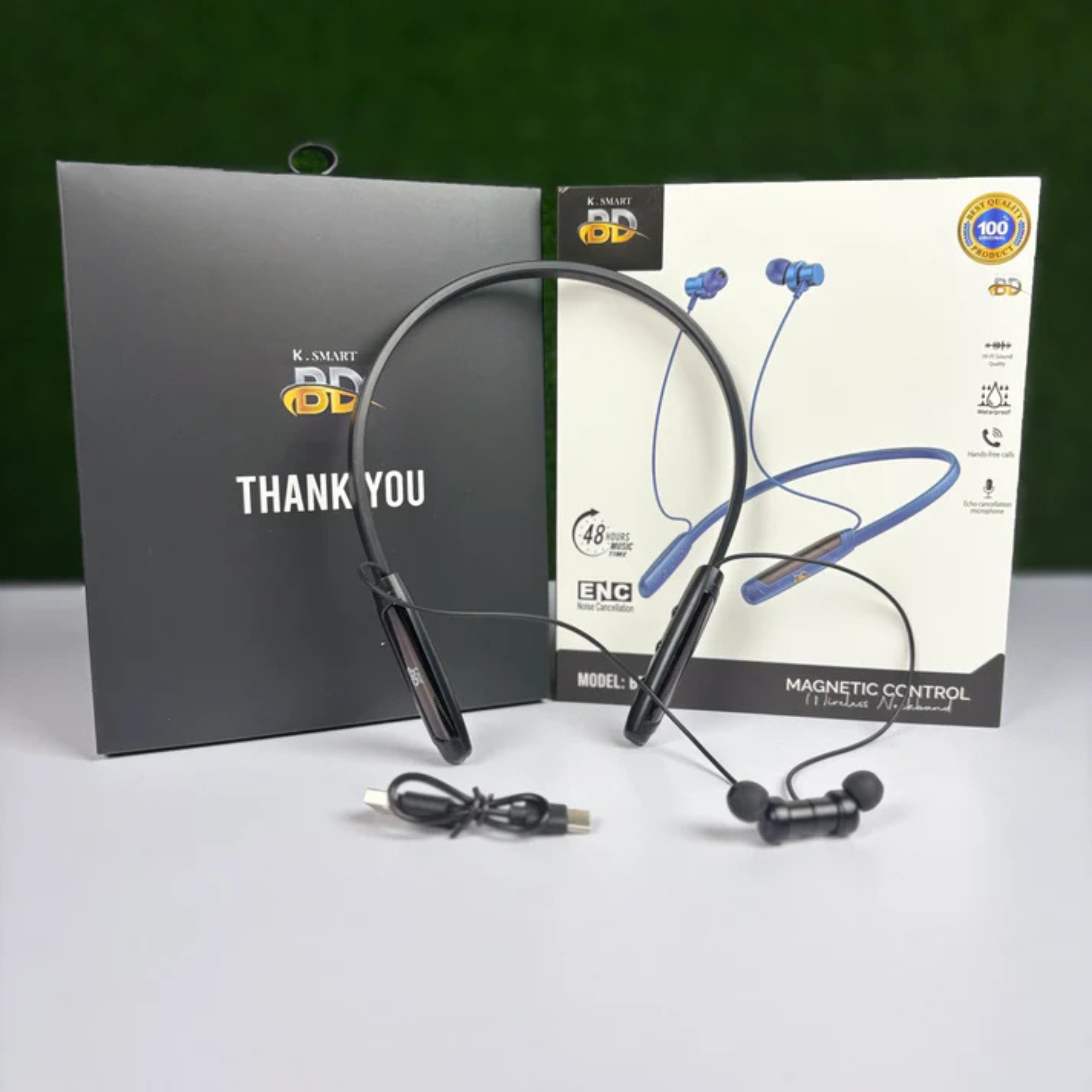 K-smart BD-400 wireless buletooth neckband headphone with ENC and 48 hrous backup and 30 days warrenty for android -samsung/realme/oppo/vivo/iphone/walton/tecno/xiaomi/nokia/laptop all device supported. 