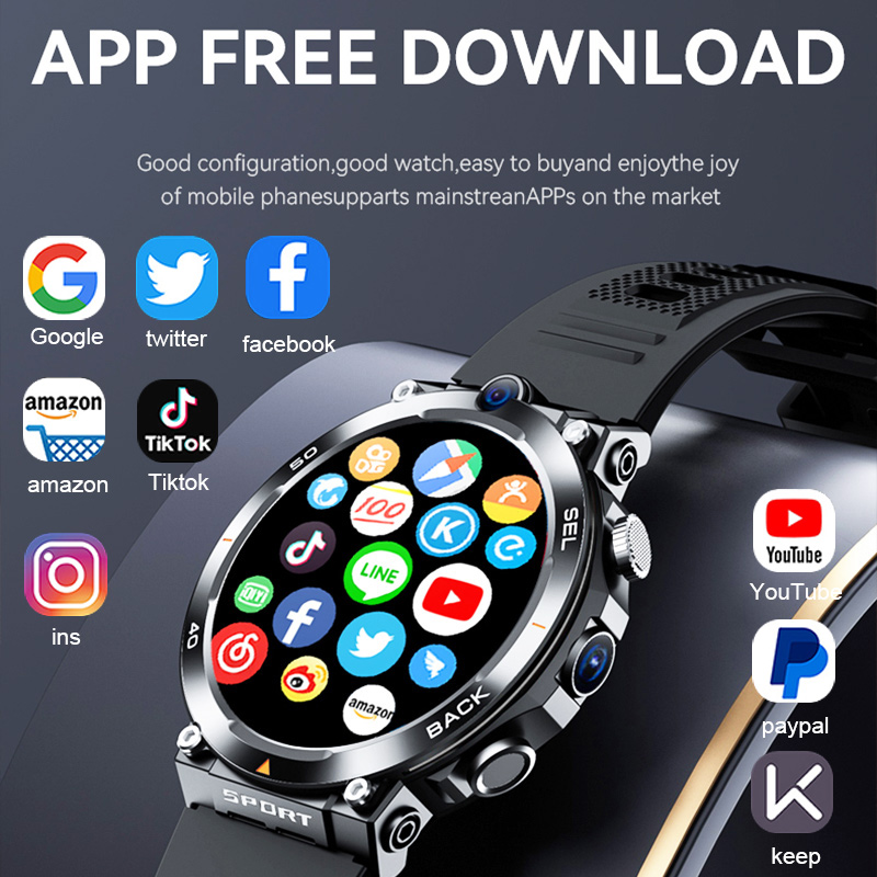 4G Smart Watch Men With 4G Network WIFI Internet access Dual Camera Video Calls 1.39 Smartwatch Support Play Store Download APP. 