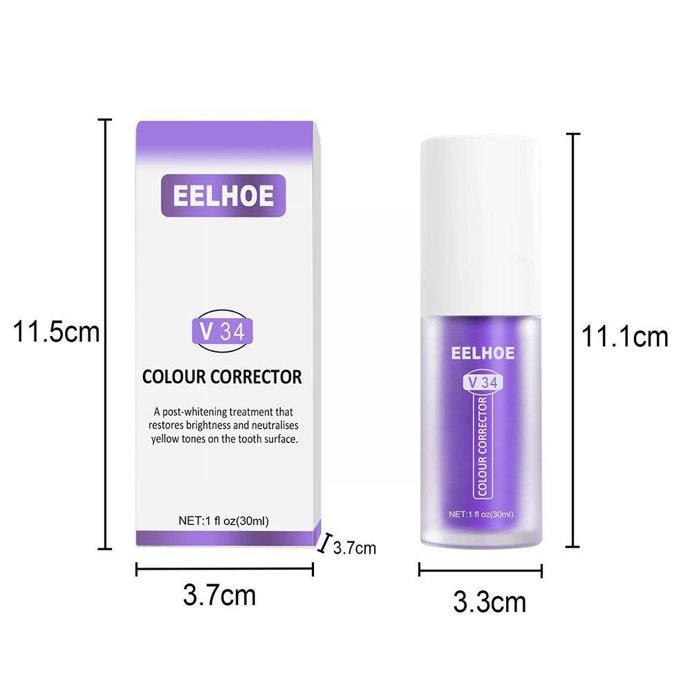 【Happy baby toy store】EELHOE V34 Toothpaste Purple Orange Toothpaste Repair Teeth Repair Oral Cleaning Dazzling Whitening and Staining Removal. 