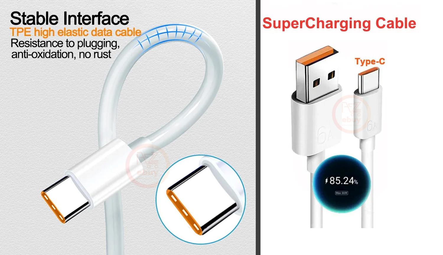 1.5M Type-C USB Super Fast Charging DATA Cable (Compatible with  All type of Android Phones, Power Bank, TWS Bluetooth & Speakers). 