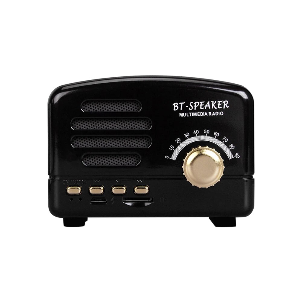 BT01 Retro Bluetooth Speaker Old Classic Speaker Strong Bass Enhancement Sound Box with FM Radio Wireless Charging Mini Speaker. 