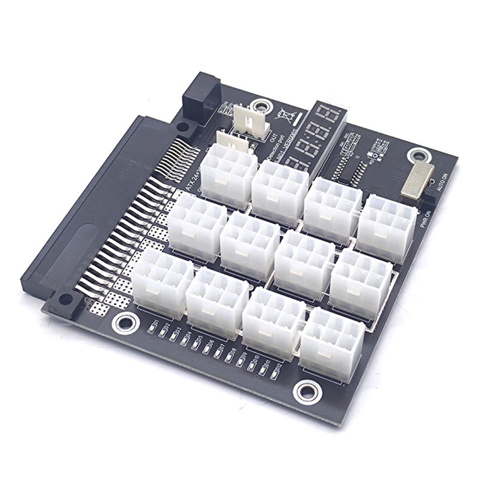 2X Mining Breakout Board 12Port 6Pin Power Supply Module Board with LED 4Pin Cable PSU Server 750W 1100W 1600W