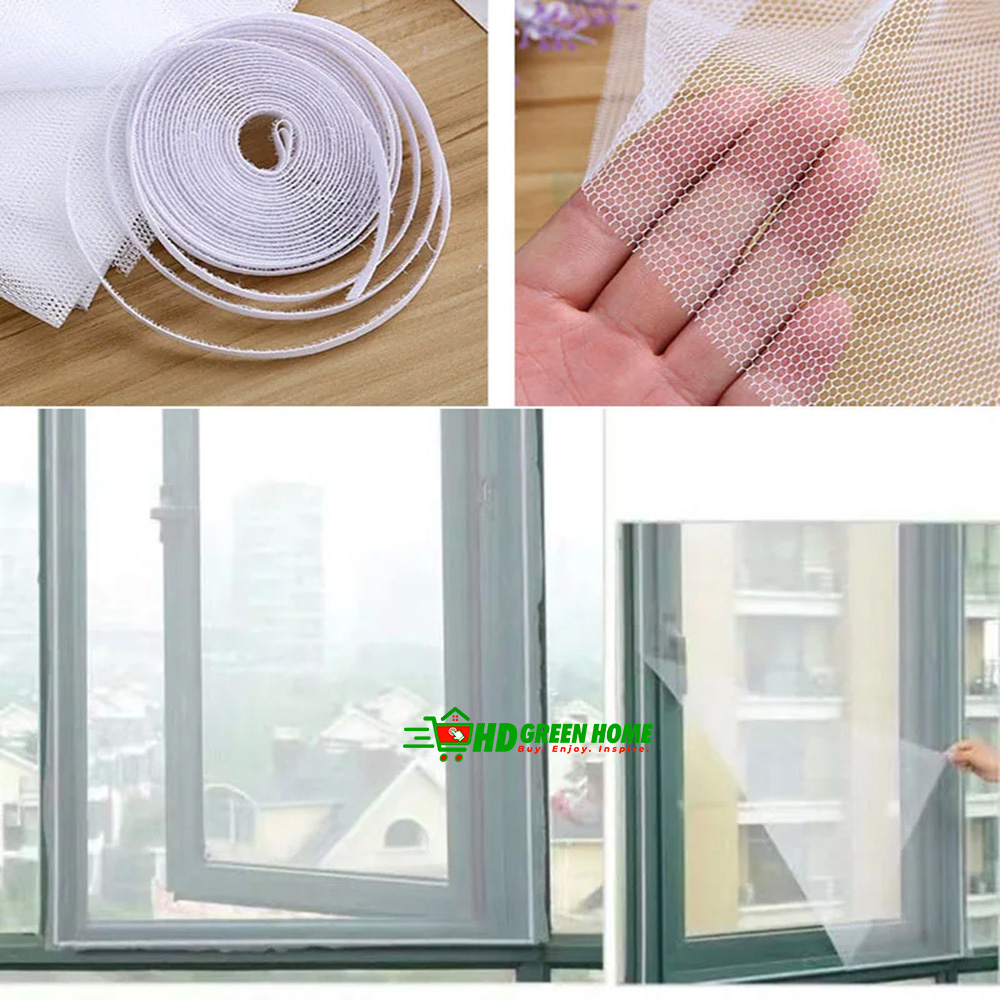 Window Mosquito Net with Self-Adhesive Velcro Tape Bug Fly Protector Screen. 