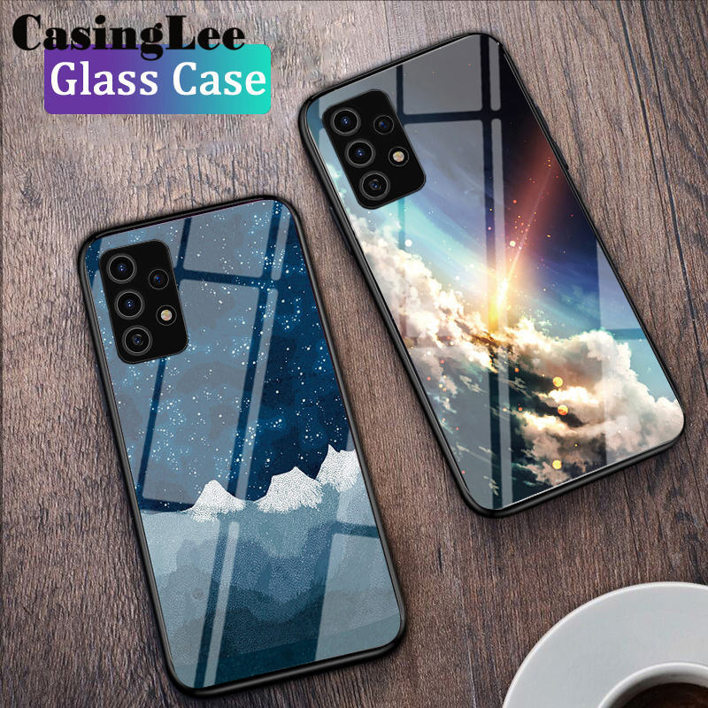 Casinglee For Galaxy A73 5G Case Couple Starry Moon Phone Cover Meteor Start for Samsung A73 5G Glass Cover Case