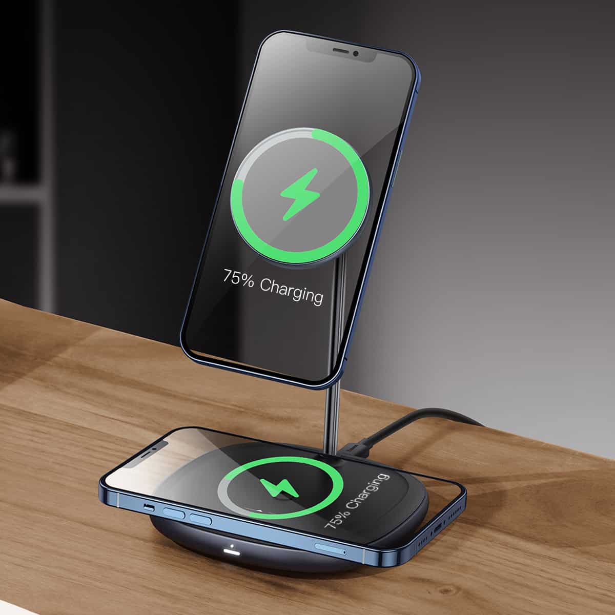Baseus Swan 2-in-1 Wireless Magnetic Charging Bracket 20W Black ( Charging Quick Charger 12V/2A (US) Black +USB For type-C 3A 1m). 