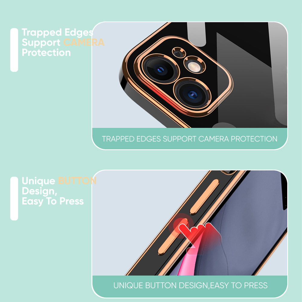 TA for Realme 2 Pro Back Cover Shiny Peach Luxury 6D Plating Case Side Pattern Soft Silicone Square Phone Case. 