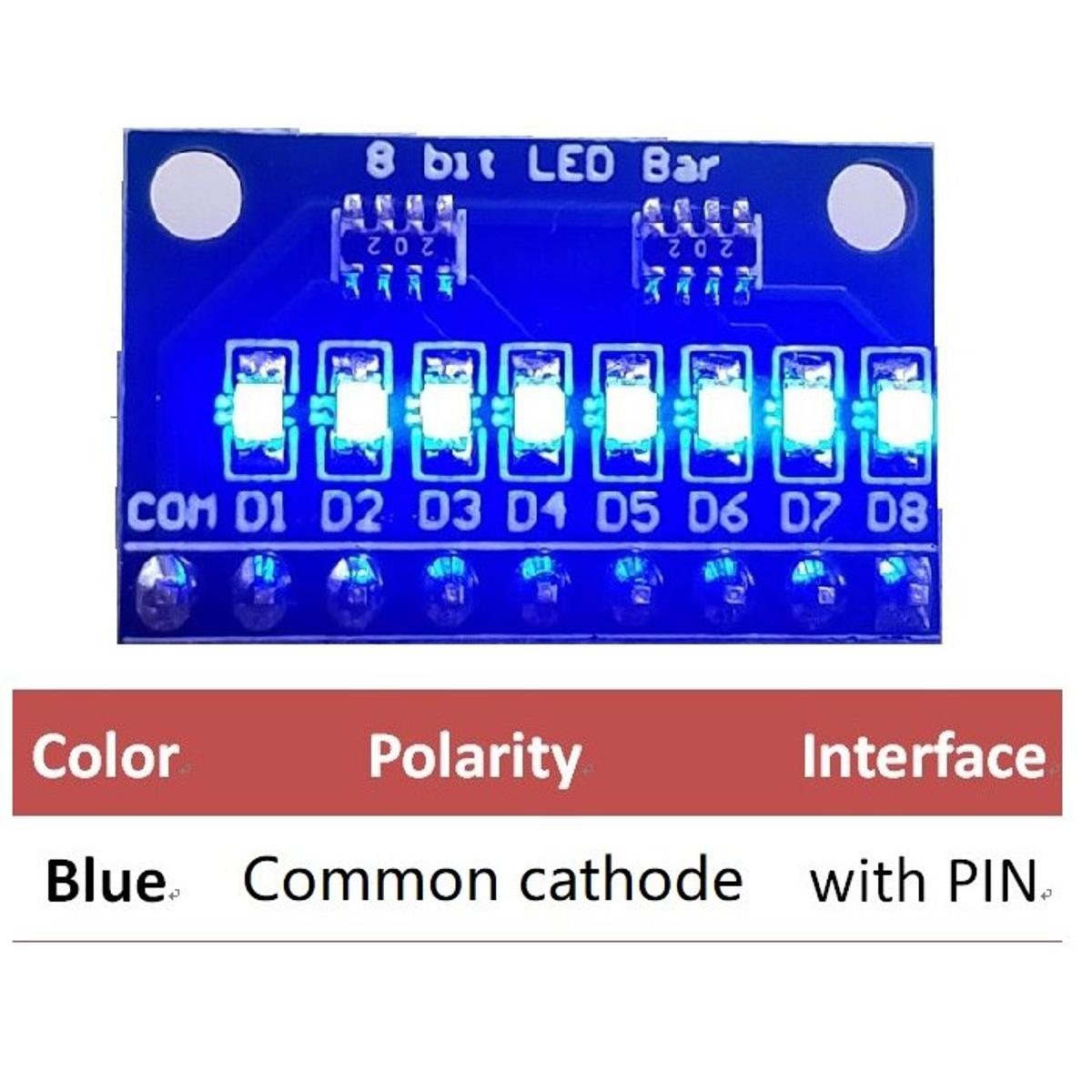 【happy one】5x 3.3V 5V 8 Bit Blue/Red LED indicator Module diy kit for Arduino NANO UNO raspberry pi 4