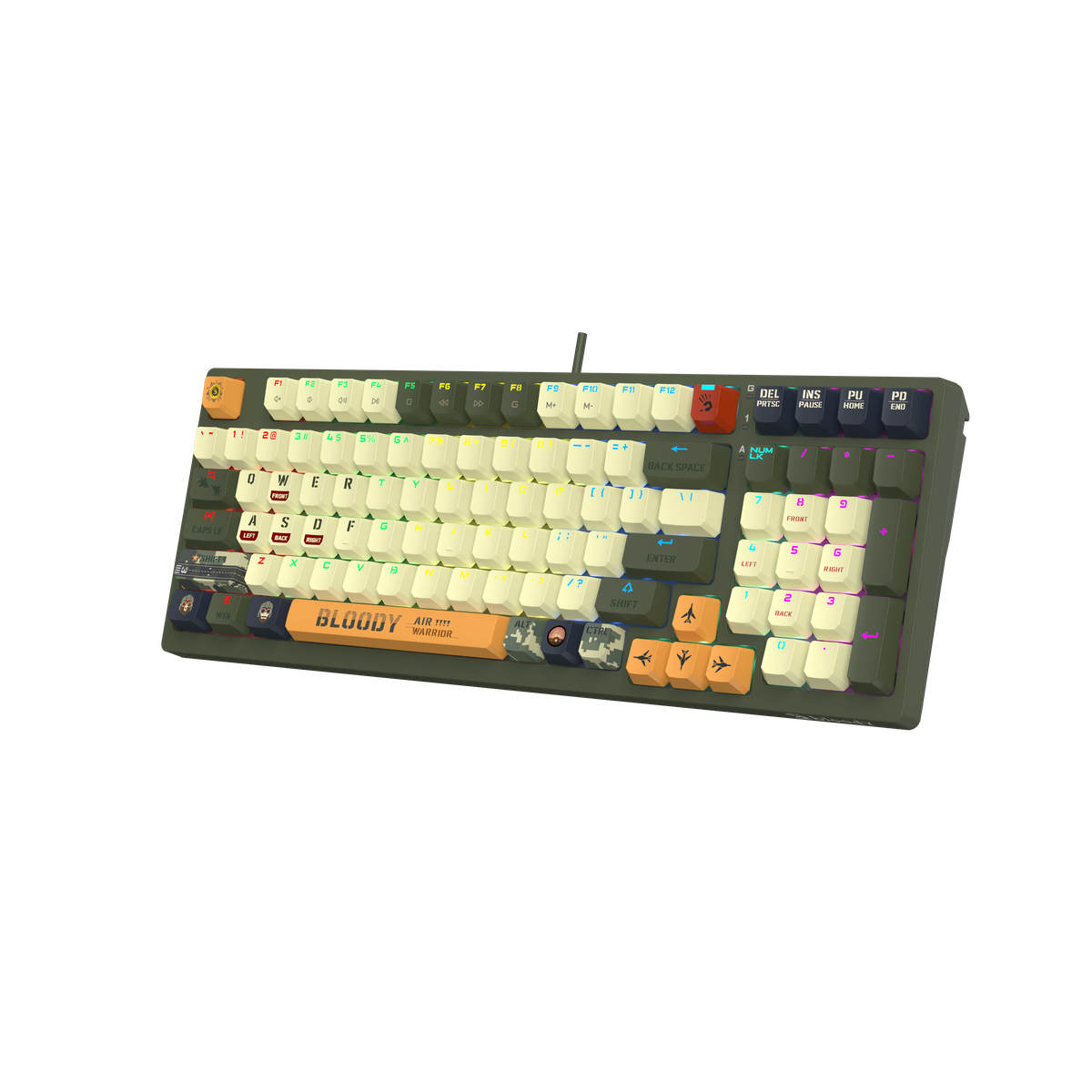 A4tech Bloody S98 Aviator Edition (Red Switch) RGB Gaming Mechanical Keyboard - 98-Key Style - Bloody BLMS Customize Mechanical Switch - Hot-Swappable. 