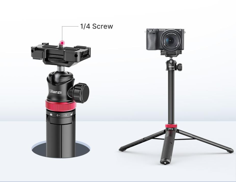 Ulanzi MT-44 Extendable Mini Tripod Stand Flexible Portable Selfie Stick with 360° Rotatable Ball Head Quick Release Plate Phone Clip Max. Load Bearing 1.5kg for Camera Live Streaming Vlog Video Photography. 