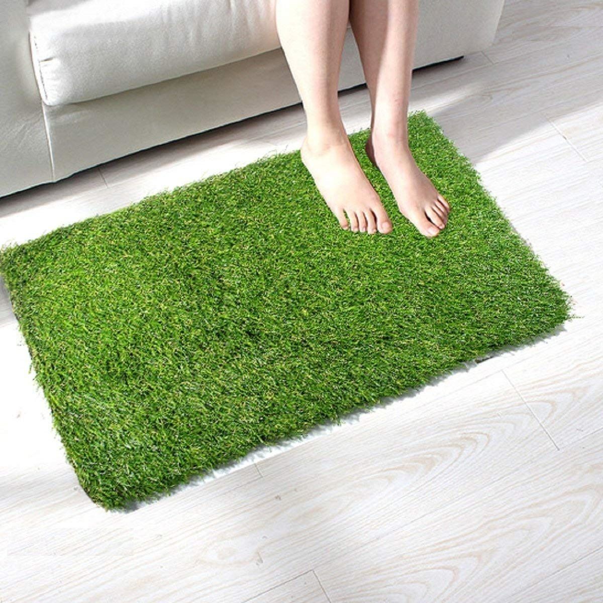 Artificial Grass Floor Mats Hall Door Soft Non-slip Carpet Size 23.5 inch by 17 inch