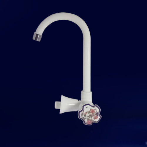 Wall Mount Sink Water Tap Plastic White Colour Use in Kitchen