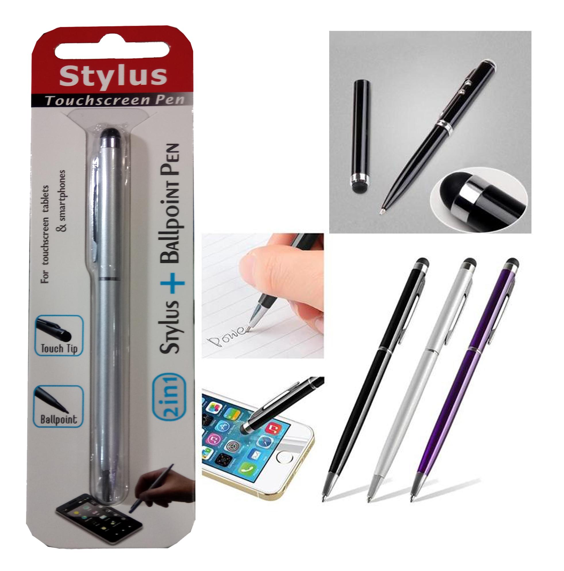 Insten Universal Black 2 In1 Capacities Touch Screen Stylus With Ball Point Pen. 