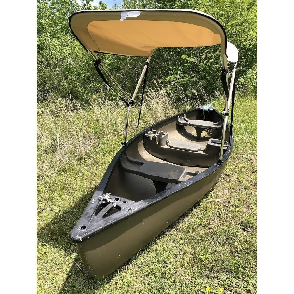 Beige Canoe/Kayak Sun Shade/Canopy Bimini Top - Perfect Umbrella for Kayaking, Canoeing, Fishing Awning to Block UV