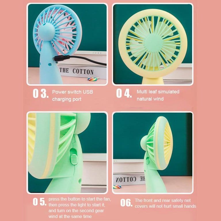 Mini USB Rechargeable Portable LED Lighting Fan. 