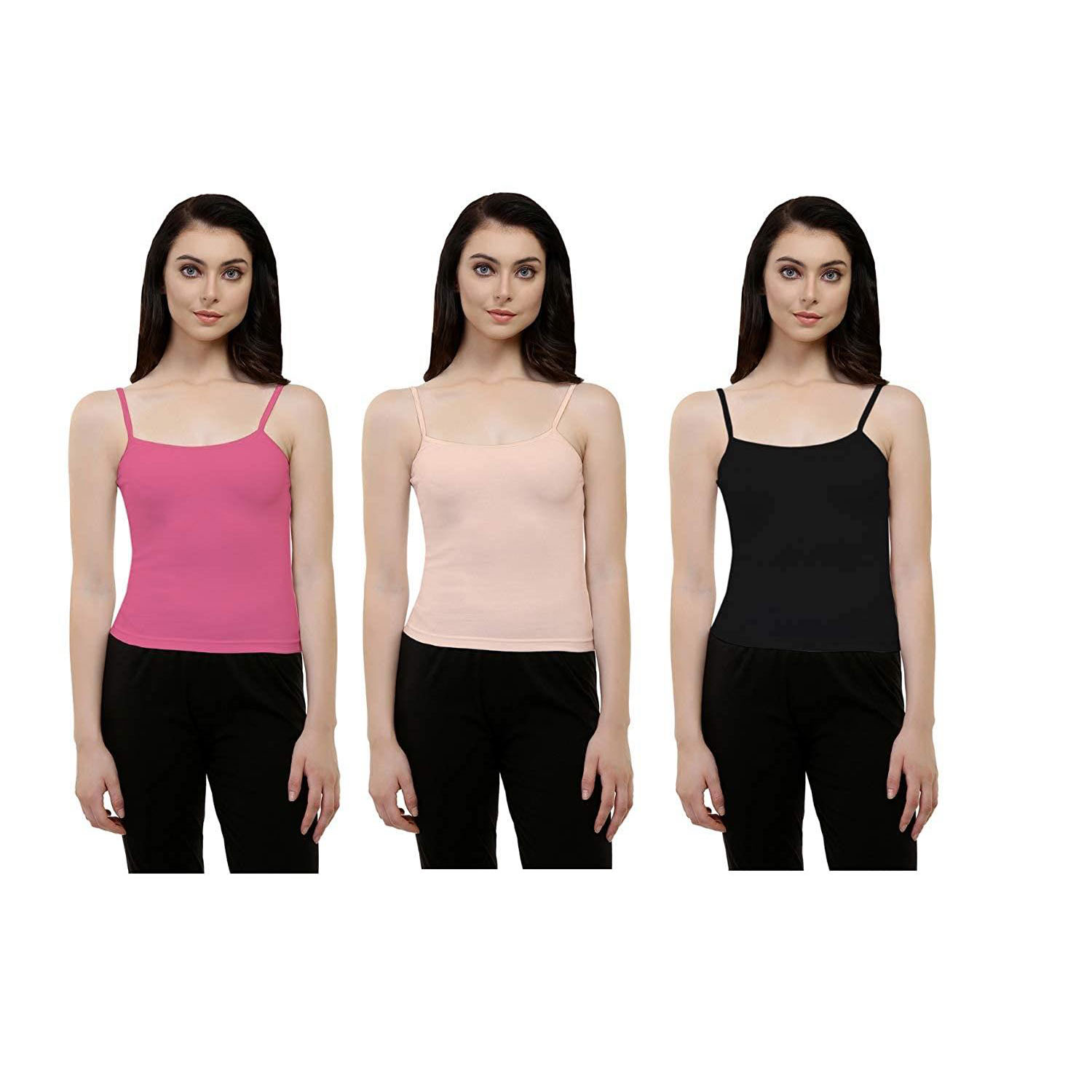 3 Pcs Ladies Camisole For All Season Use Cotton Cami Dress - নারীদের ইননার ট্যাঙ্ক টপস ৩ পিছ কম্ব ।