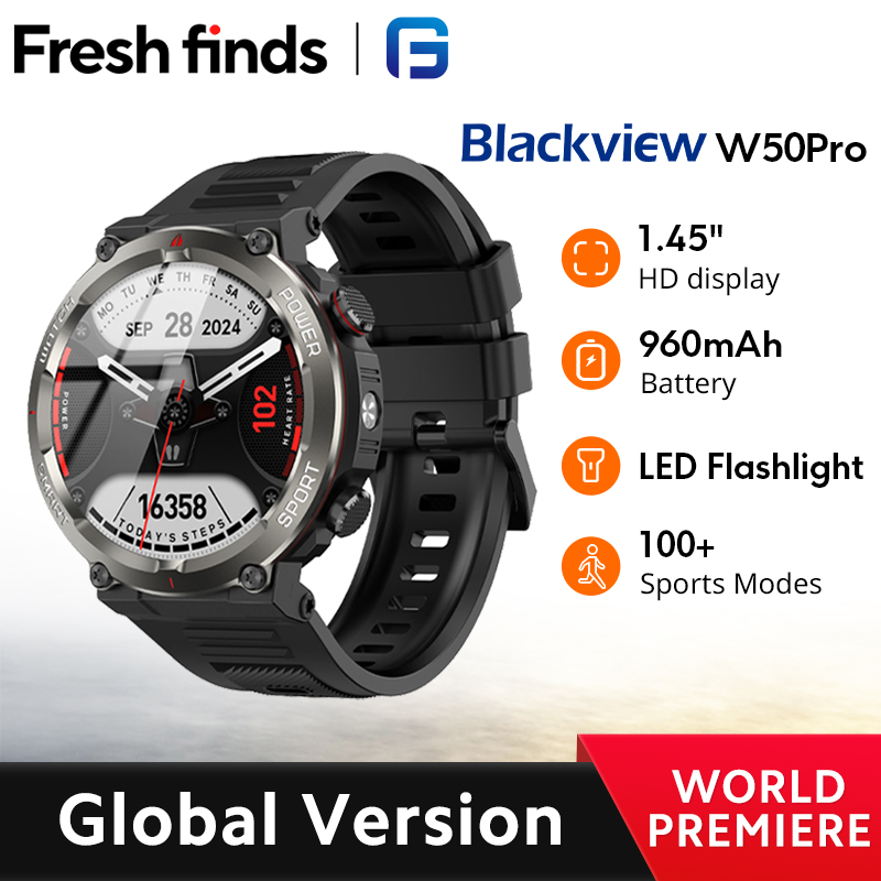 [World Premiere] Blackview W50 Pro Smartwatch 1.45 TFT Display Bluetooth Phone Calls 960mAh Battery IP68 Rugged Smartwat