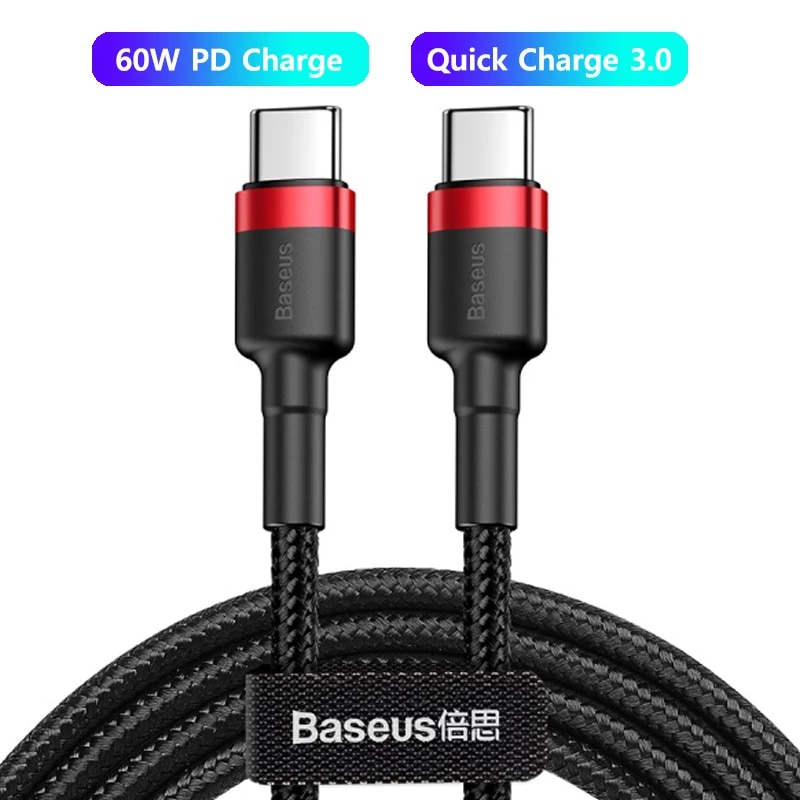 Baseus USB C to USB Type C Cable for Xiaomi Redmi Note 8 Pro Quick Charge 4.0 PD 100W Fast Charging for MacBook Pro Charge Cable. 