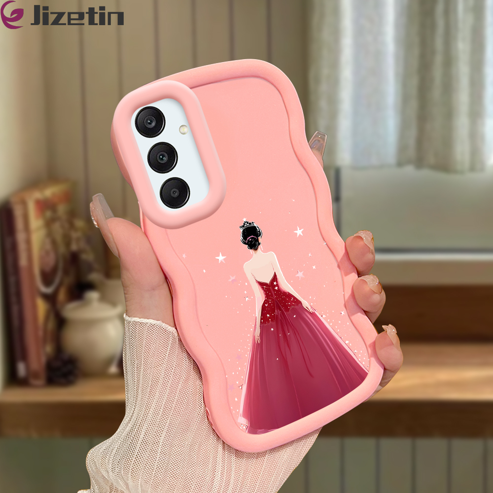 Jizetin for Samsung A25 5G Back Cover Crown Girl Macaron Bright Color Wavy Shape Soft Mobile Phone Cases